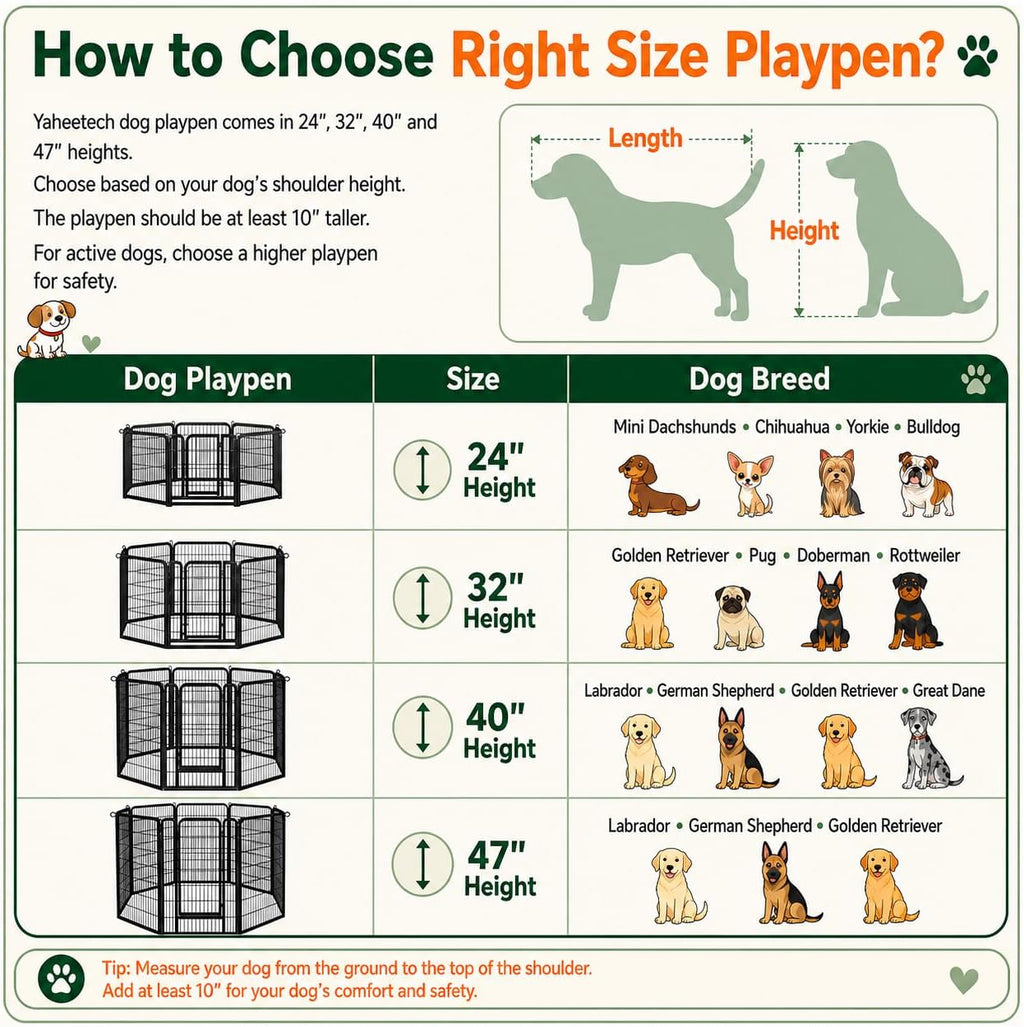 Dog Playpen 24In 16 Panels Pet Fence for Indoor Yard RV Camping