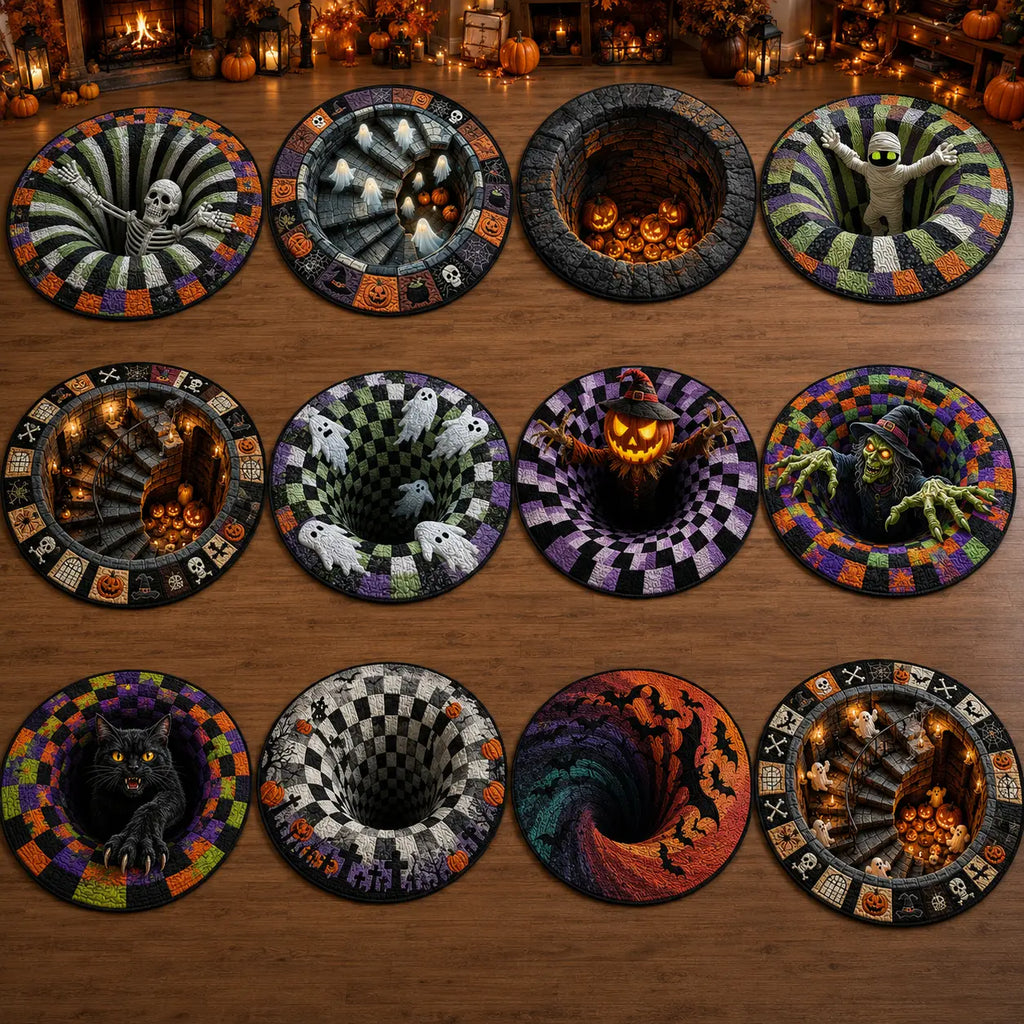 Get Spooky with Our 3D Skeleton Vortex Halloween Rug! Perfect for Your Living Room, Kitchen, or Bathroom! 🎃🕷️✨