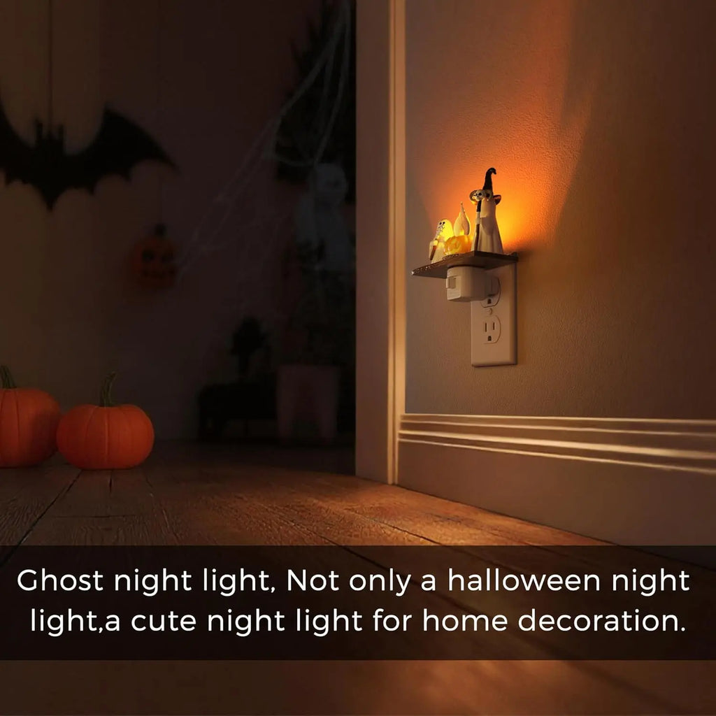 DORESSHOP Halloween Night Light, Ghost Campfire Nightlight Gift, Campfire Flickering Night Lights Plug into Wall, Halloween Decorations for Kids Adults