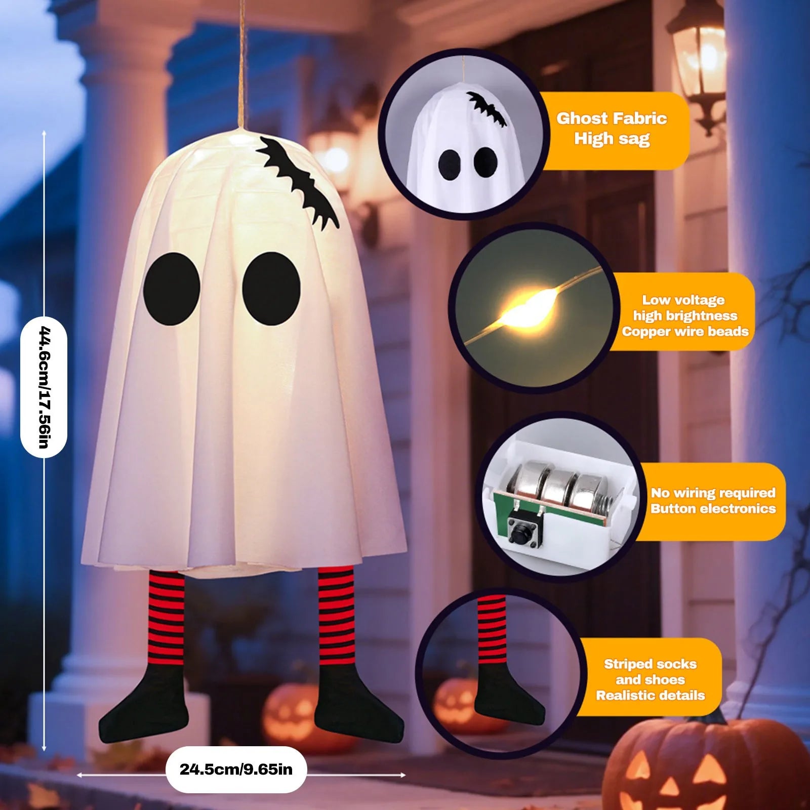 Light Up Your Halloween with Glowing Ghosts & Fairy Lights! Perfect for Outdoor Spookiness! 🎃👻✨ #HalloweenDecor #SpookyVibes