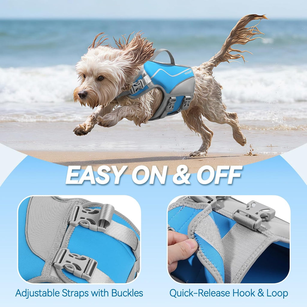 Dog Life Vest Neoprene Dog Swim Vest, XS, Cyra Blue