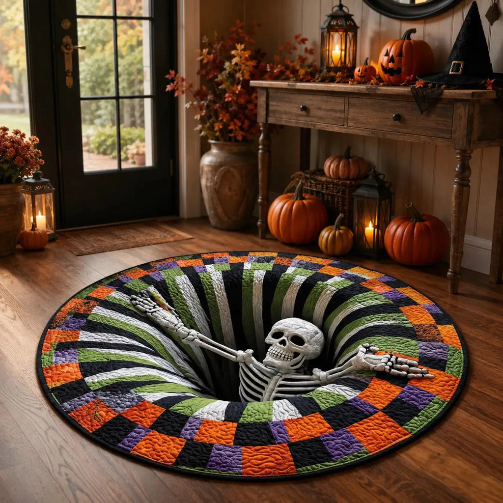 Get Spooky with Our 3D Skeleton Vortex Halloween Rug! Perfect for Your Living Room, Kitchen, or Bathroom! 🎃🕷️✨