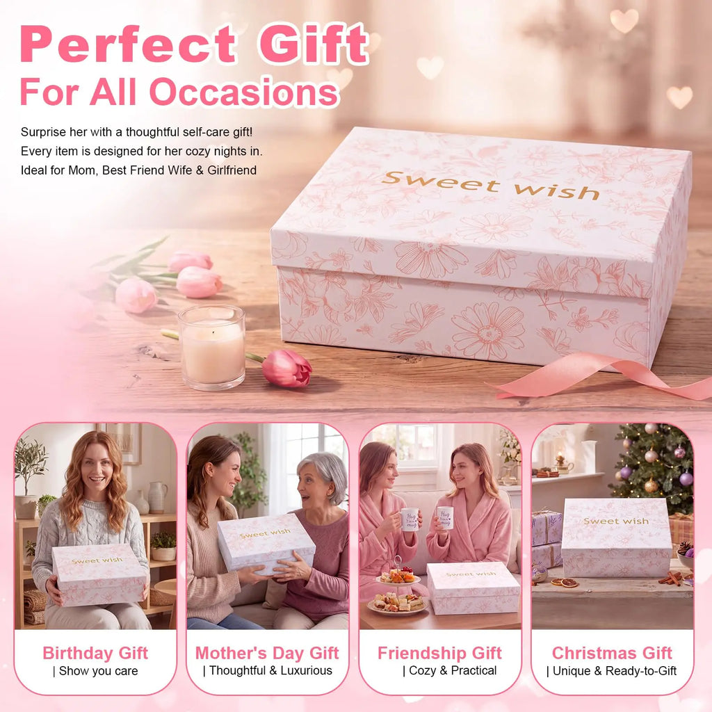 11 Pcs Birthday Gifts for Women Spa Gift Set with Bathrobe Sleep Mask Scented Candle Socks Headband, Pamper Self Care Package for Mom Wife Girlfriend Sister, Mother Day Valentine Baby Shower Get Well Christmas Anniversary Presents