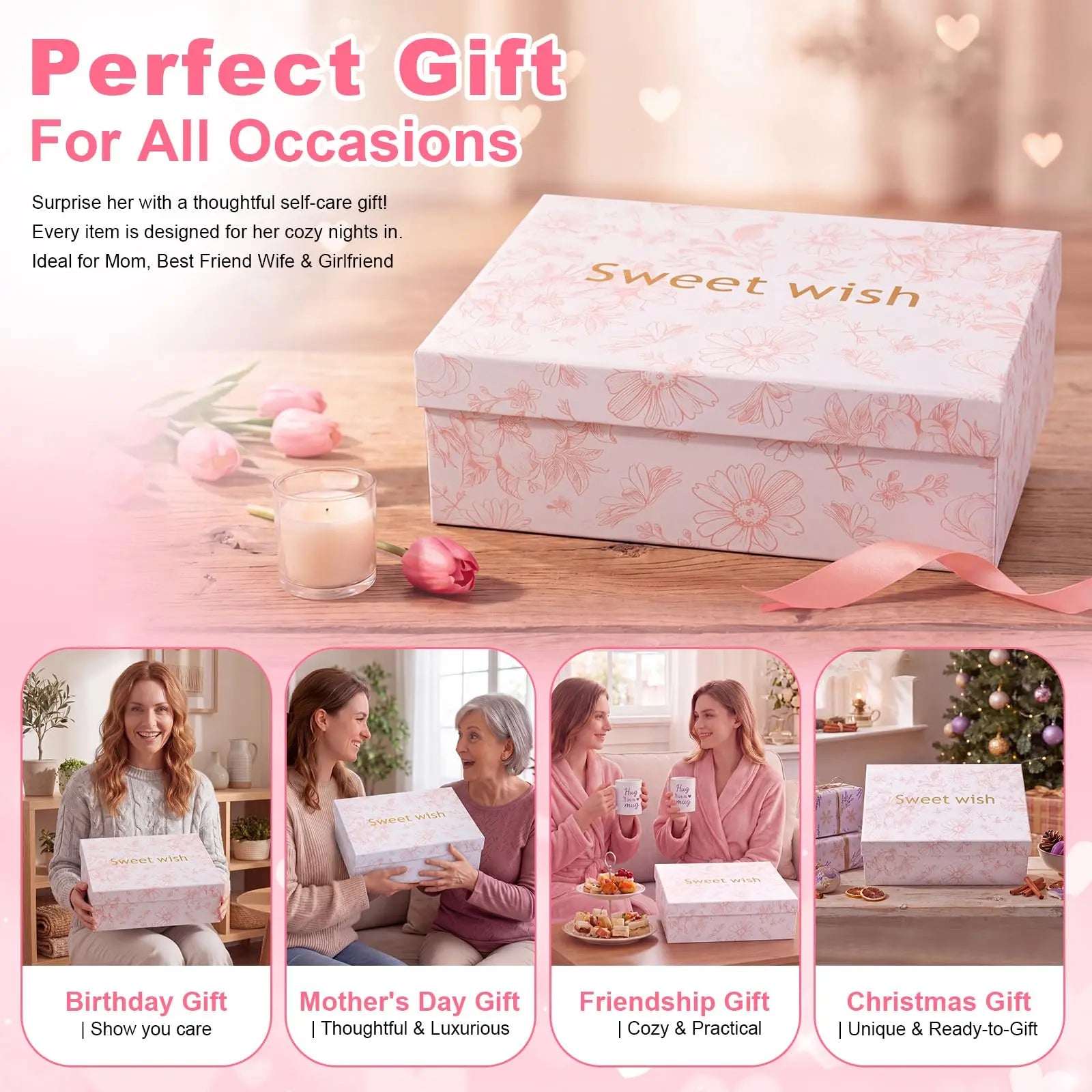 11 Pcs Birthday Gifts for Women Spa Gift Set with Bathrobe Sleep Mask Scented Candle Socks Headband, Pamper Self Care Package for Mom Wife Girlfriend Sister, Mother Day Valentine Baby Shower Get Well Christmas Anniversary Presents