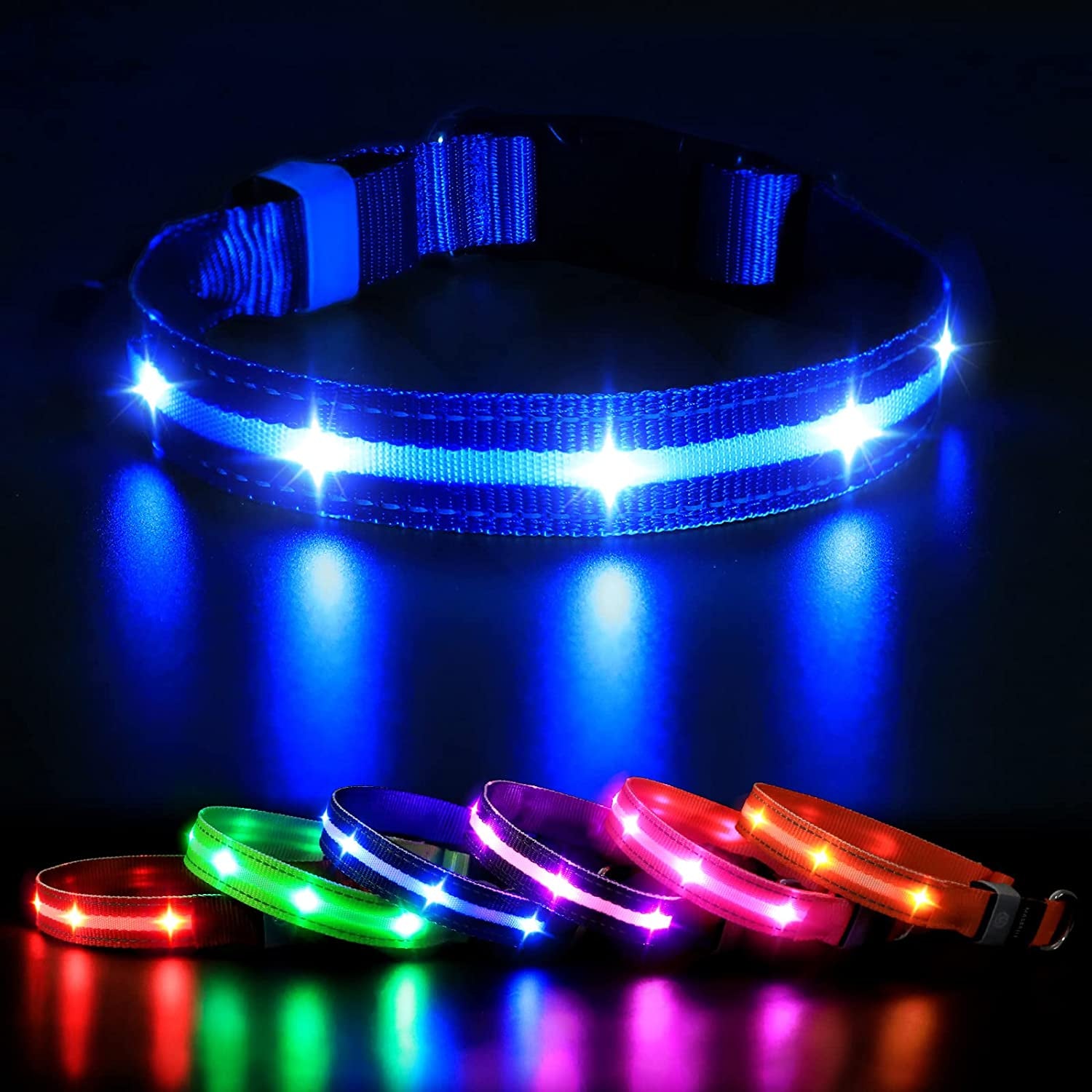 Led Dog Collar - Rechargeable, Water-Resistant, Flashing, Glowing Night Walking Collar