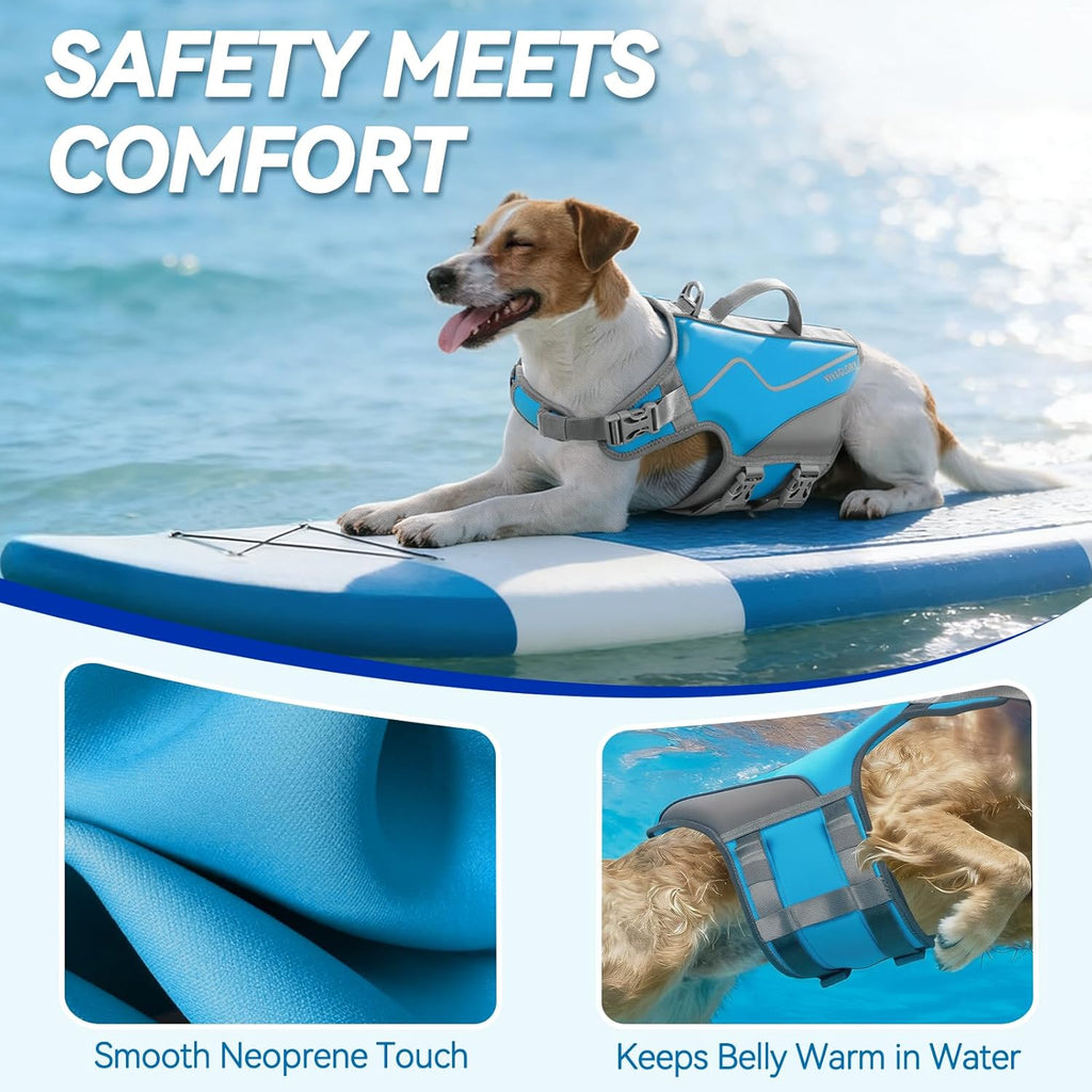Dog Life Vest Neoprene Dog Swim Vest, XS, Cyra Blue