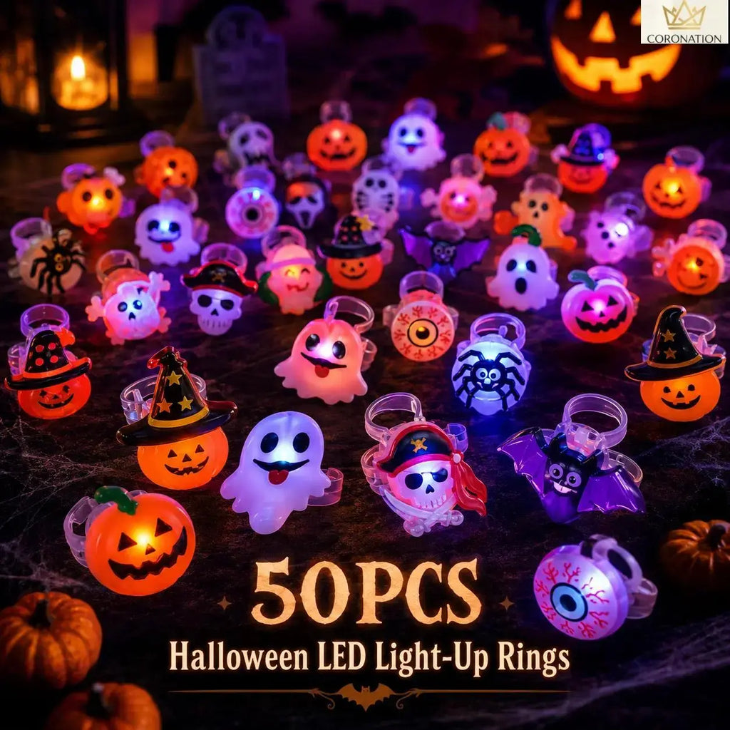 Light Up Your Halloween with 50 Colorful LED Rings! Perfect for Trick-or-Treating & Spooky Fun! 🎃✨👻💀 #HalloweenVibes #PartyFavors