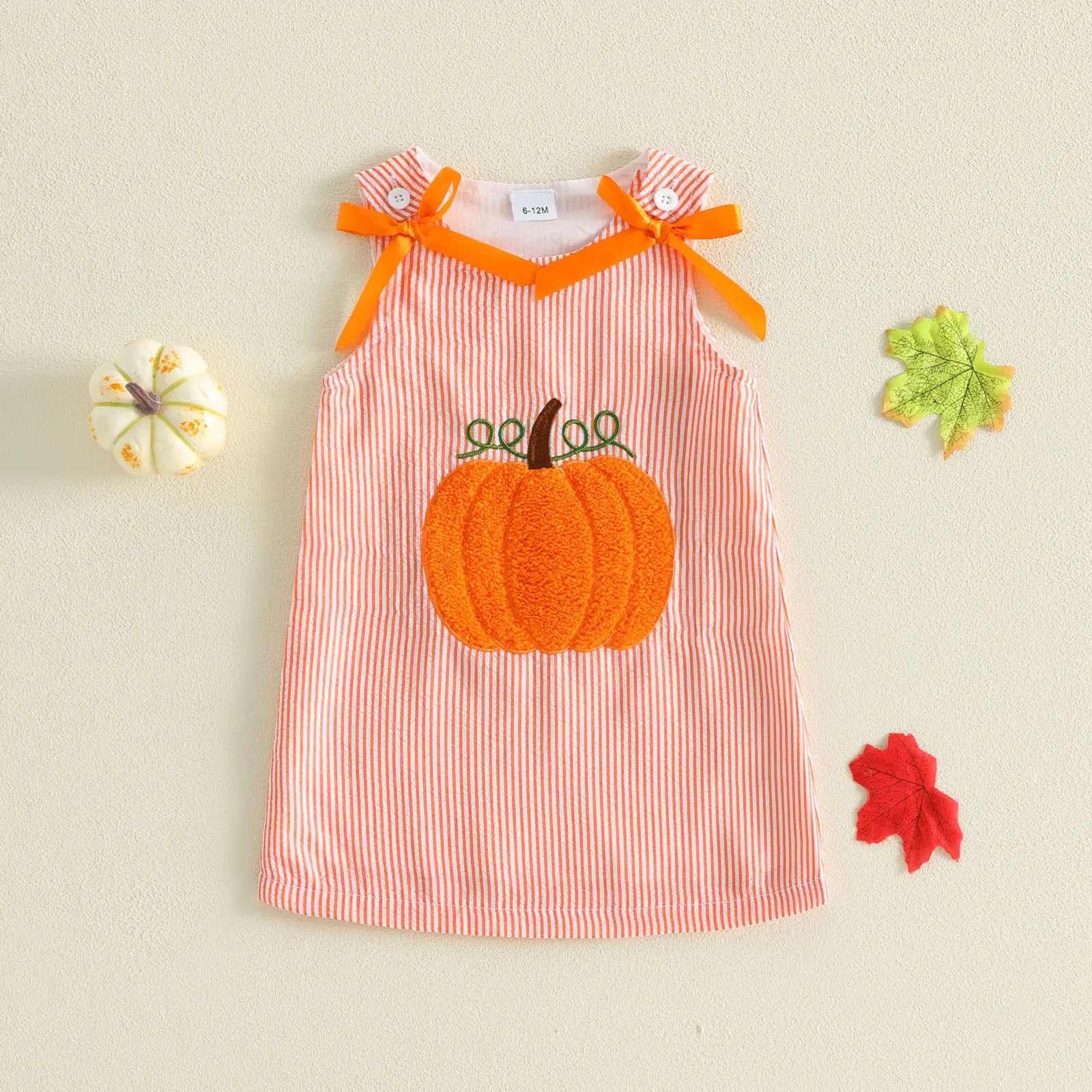Adorable Halloween Dress for Your Little Princess! 🎃👗 Perfect Striped Pumpkin Style for Toddlers 6M-4T with Cute Bows! 🍂✨