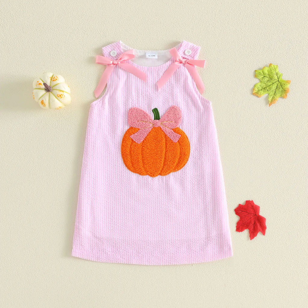 Adorable Halloween Dress for Your Little Princess! 🎃👗 Perfect Striped Pumpkin Style for Toddlers 6M-4T with Cute Bows! 🍂✨