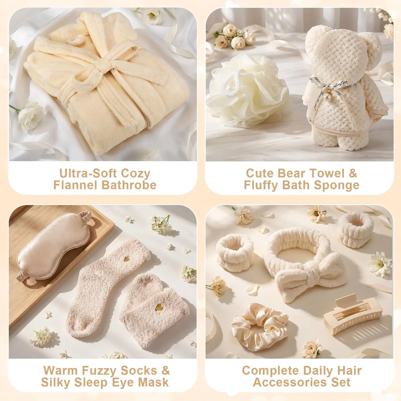11 Pcs Birthday Gifts for Women Spa Gift Set with Bathrobe Sleep Mask Scented Candle Socks Headband, Pamper Self Care Package for Mom Wife Girlfriend Sister, Mother Day Valentine Baby Shower Get Well Christmas Anniversary Presents