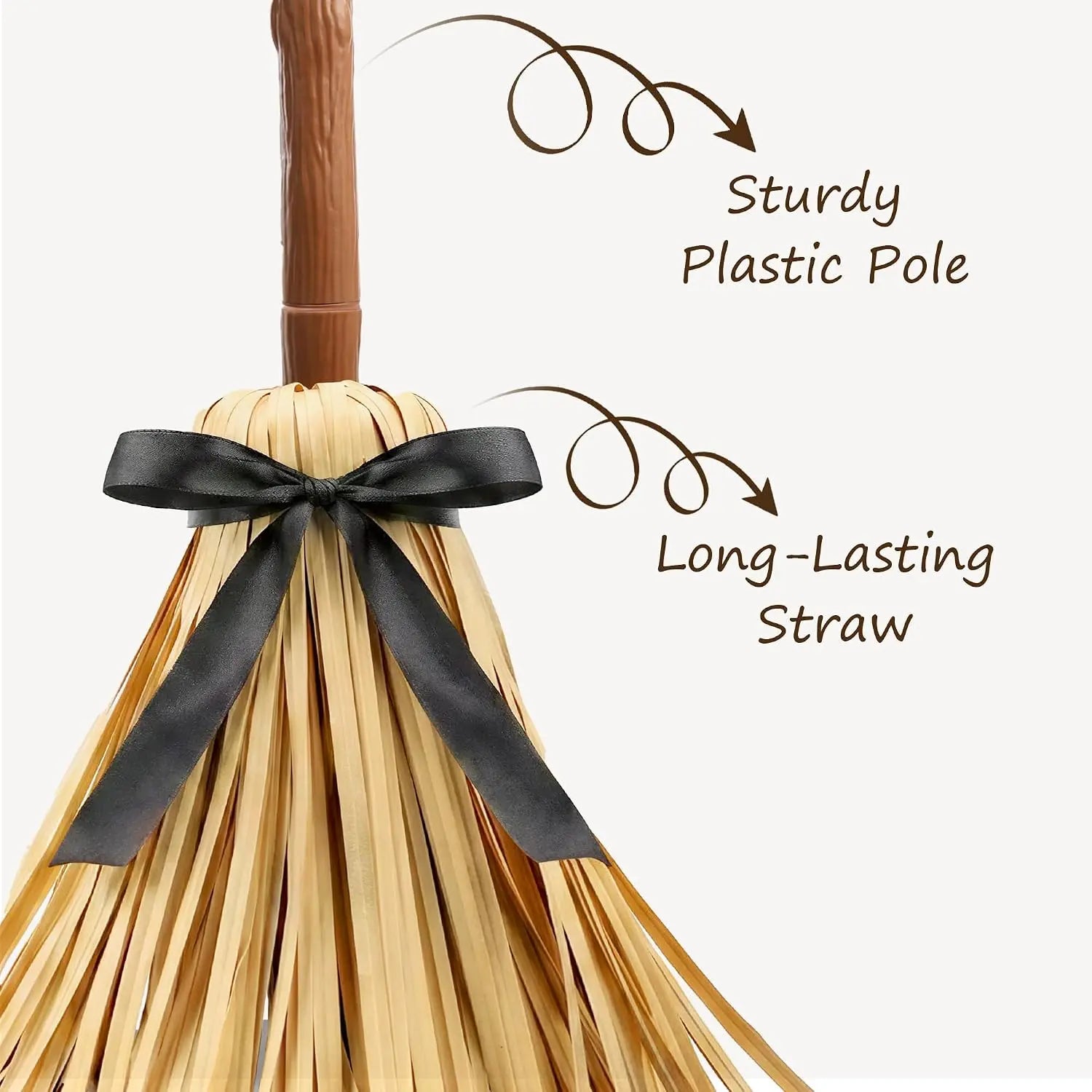 49" Animated Floating Witch Broom Halloween Decoration - Indoor & Outdoor Festive Decor, Touch & Sound Activated, Auto-Avoidance, Spooky & Silent Modes, Durable, Easy Setup, Stable Base for Holiday Displays
