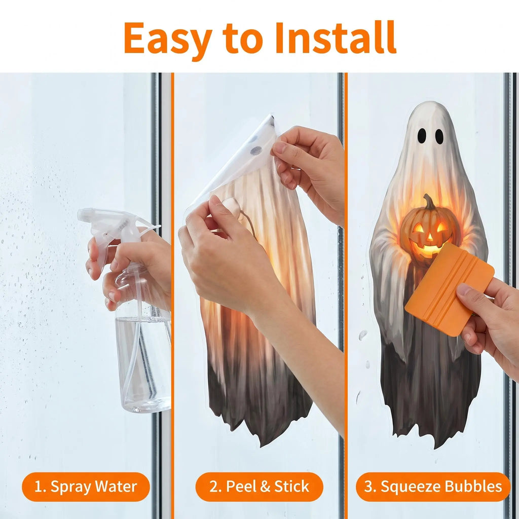 Get Your Spooky On with Our Big Smooth Ghost Window Clings! Perfect for Indoor & Outdoor Halloween Decor! 🎃👻 #HalloweenVibes #SpookySeason