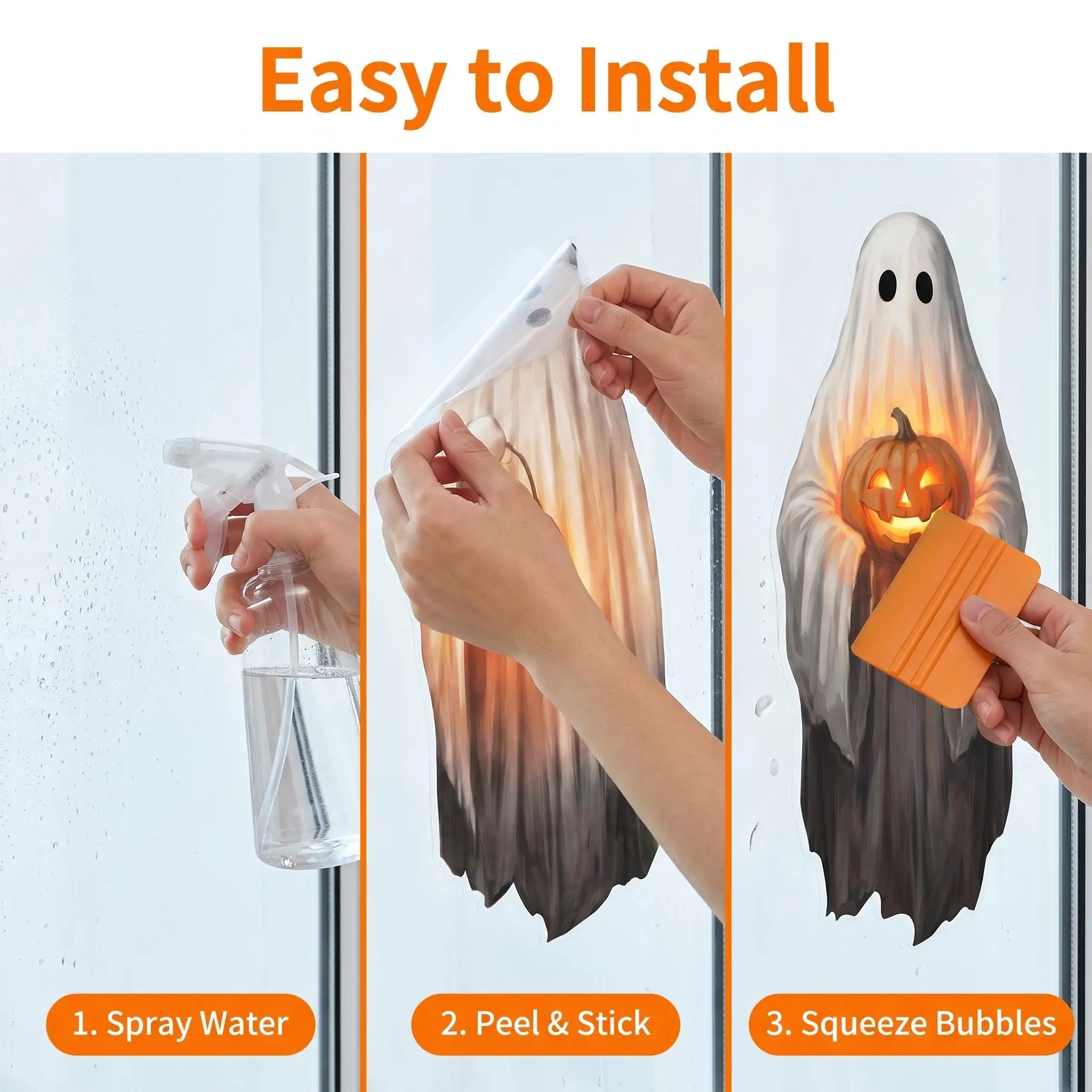 Get Your Spooky On with Our Big Smooth Ghost Window Clings! Perfect for Indoor & Outdoor Halloween Decor! 🎃👻 #HalloweenVibes #SpookySeason