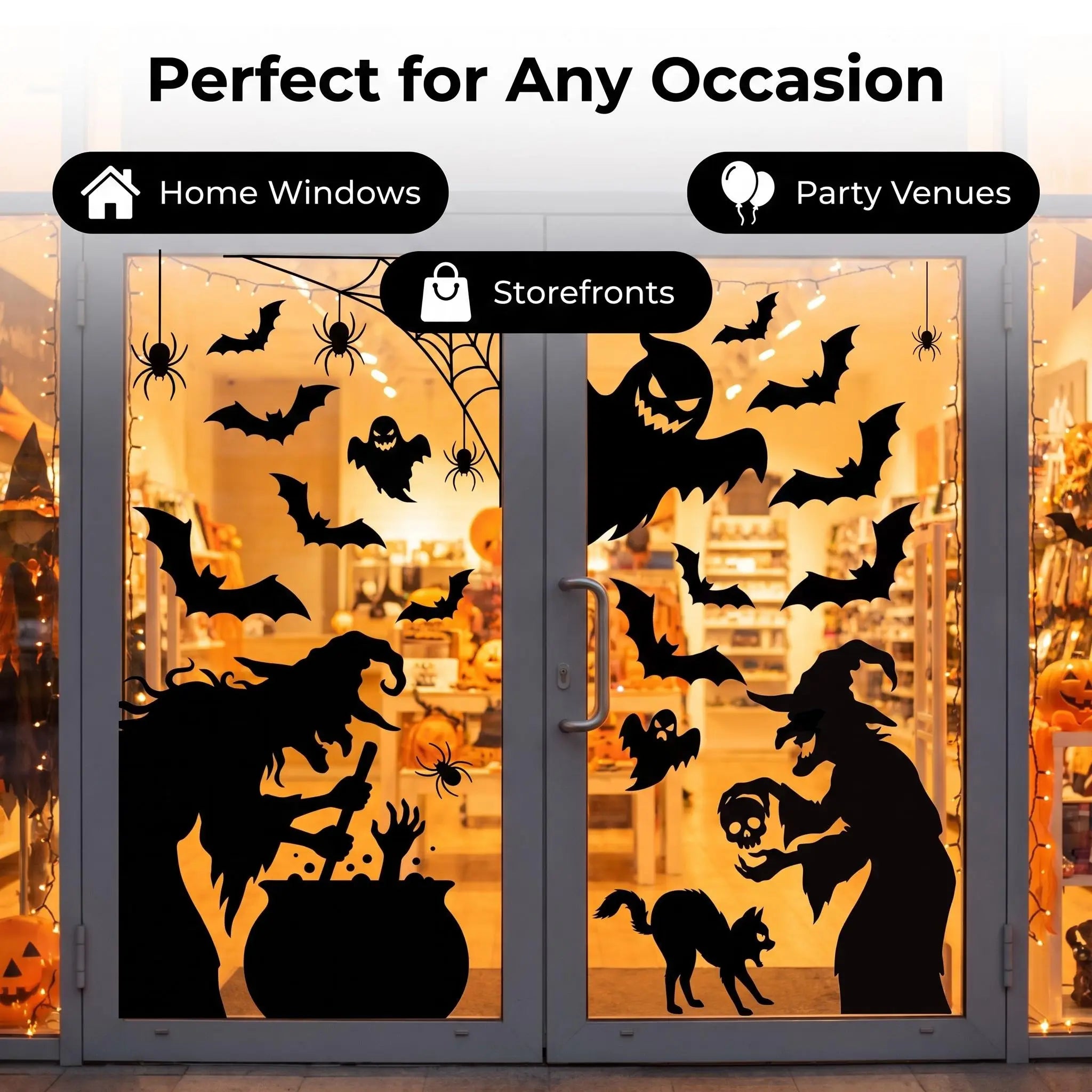 Get Spooky with Our 4-Sheet Halloween Window Clings! Perfect Witch Silhouettes for Your Home Décor and Parties! 🎃👻✨