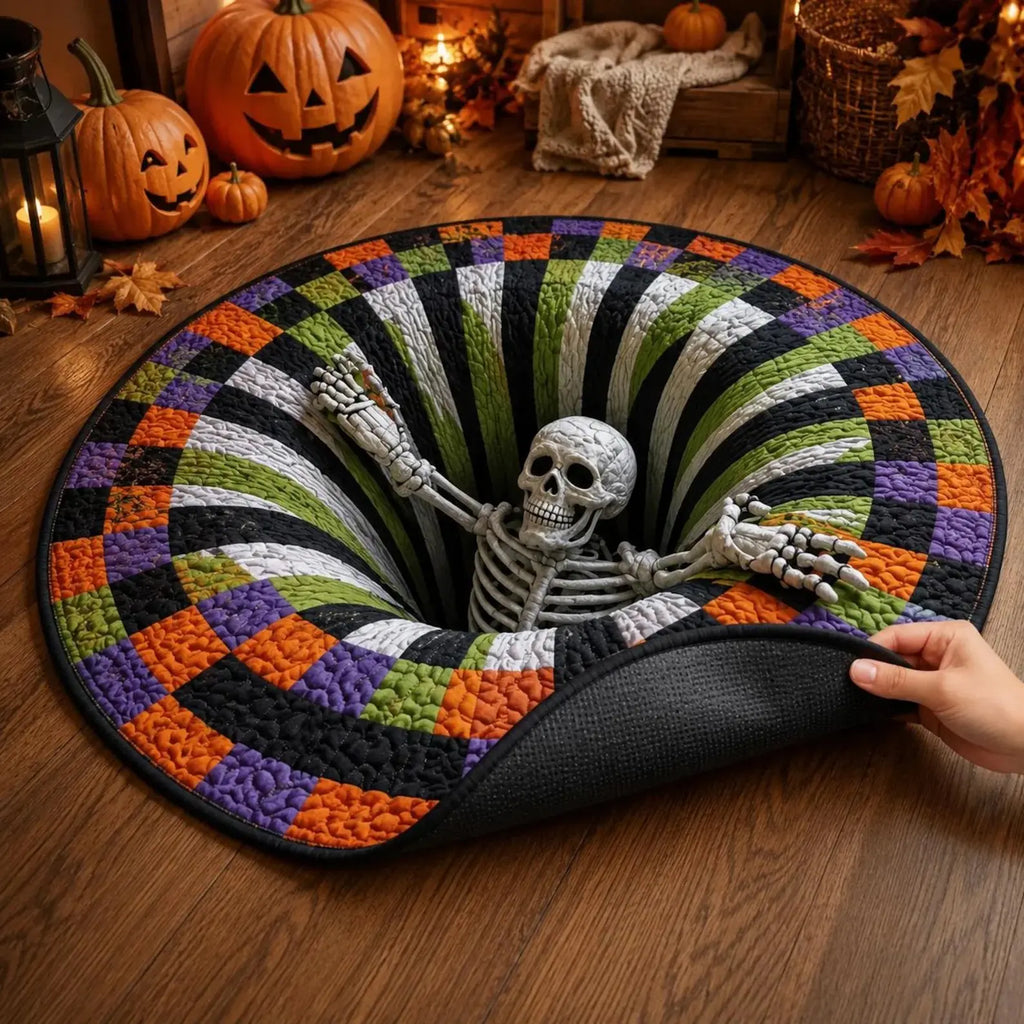 Get Spooky with Our 3D Skeleton Vortex Halloween Rug! Perfect for Your Living Room, Kitchen, or Bathroom! 🎃🕷️✨