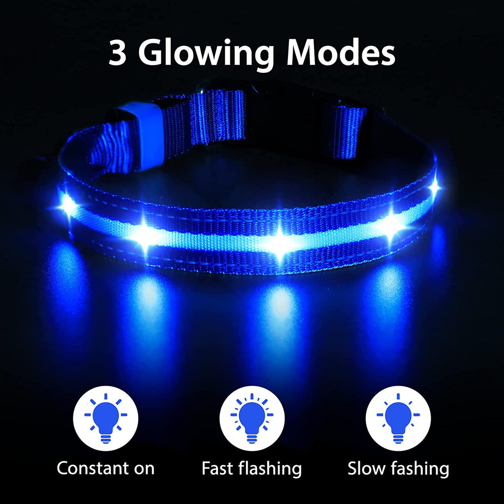 Led Dog Collar - Rechargeable, Water-Resistant, Flashing, Glowing Night Walking Collar