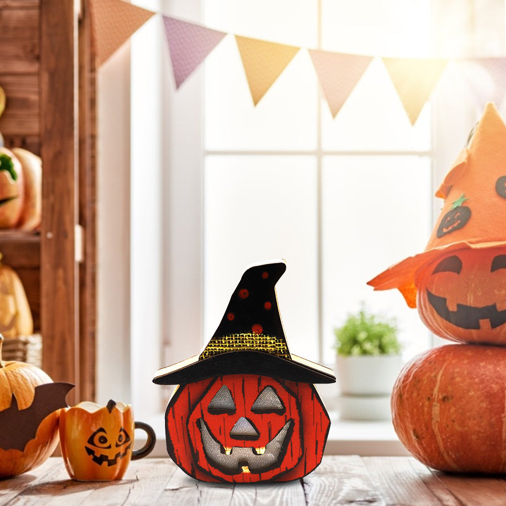 Spook Up Your Space with Our Creative Wooden Pumpkin Lamp! 🎃✨ #HalloweenDecor