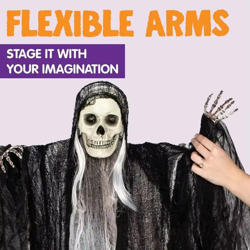 Spook Up Your Halloween with Hanging Skeleton Ghosts & Grim Reapers! 🎃👻 Sound-Controlled, Light-Up Decorations for Your Outdoor Haunt!