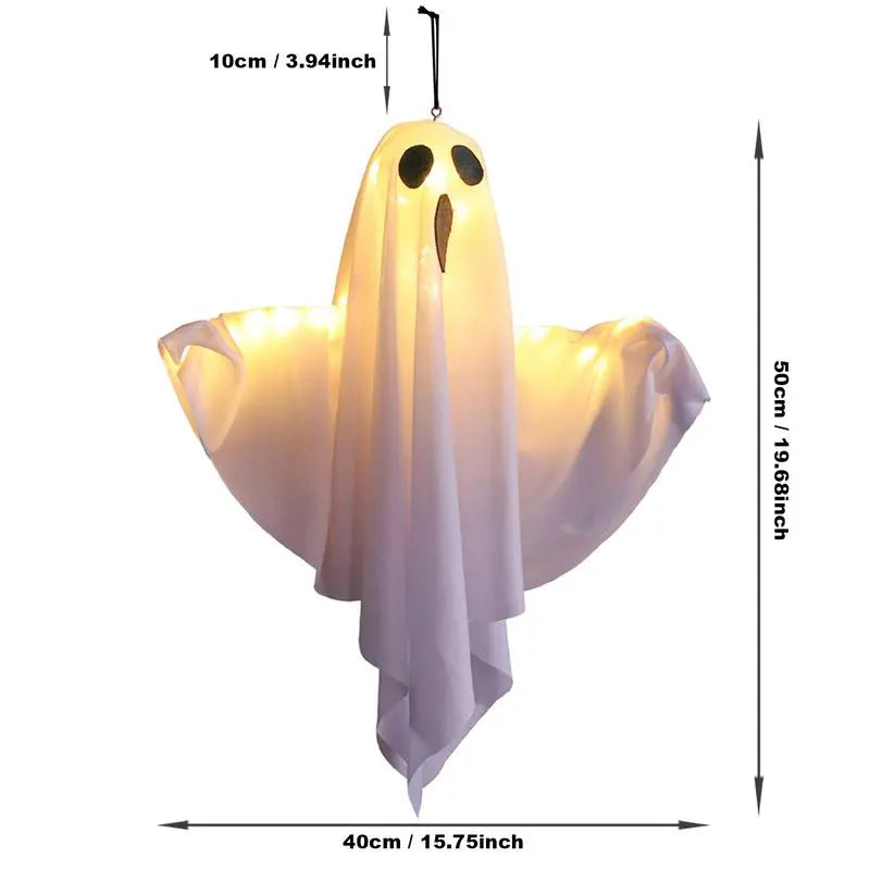 Lifnatty 2-Pack Light-Up Hanging Ghost Halloween Decorations, Battery-Operated Indoor-Outdoor Home Improvement Lanterns for Porch, Haunted House Parties