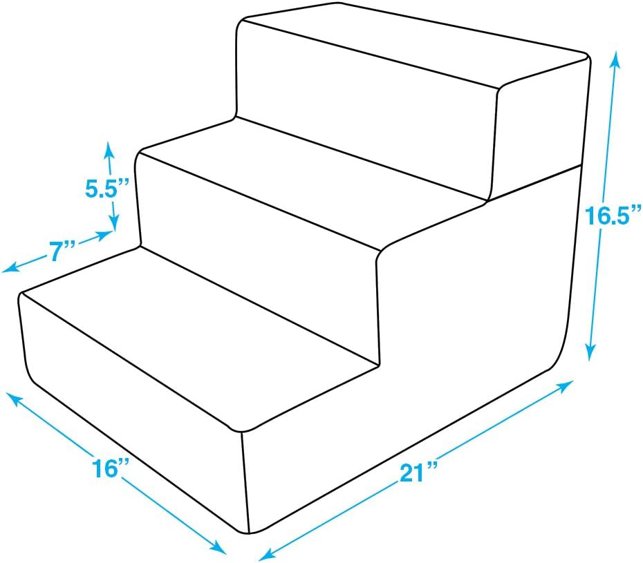 Dog Stairs & Steps - Foam Steps for Small Dogs & Cats, Non-Slip Indoor Balanced Pet Step Support, Dog Ramp, No Assembly, Foldable Stair, 3-Step