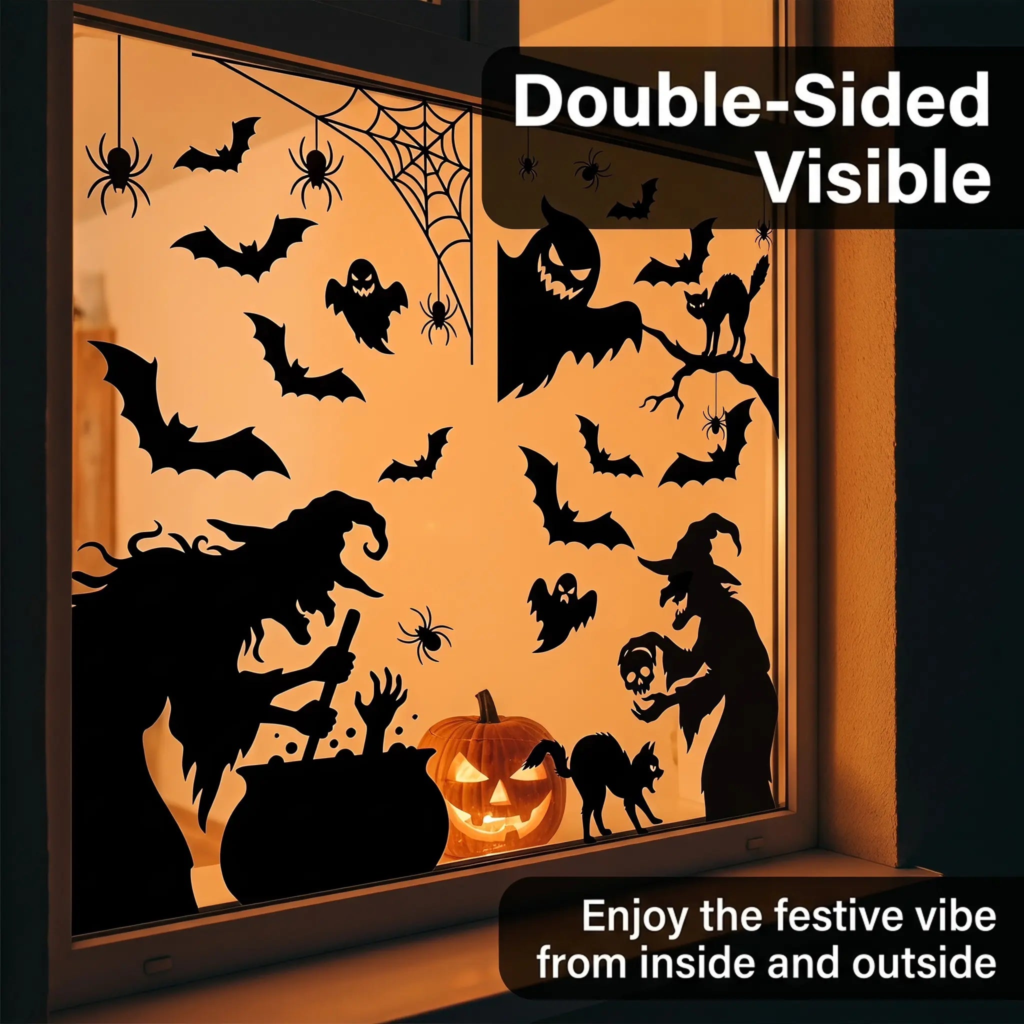 Get Spooky with Our 4-Sheet Halloween Window Clings! Perfect Witch Silhouettes for Your Home Décor and Parties! 🎃👻✨
