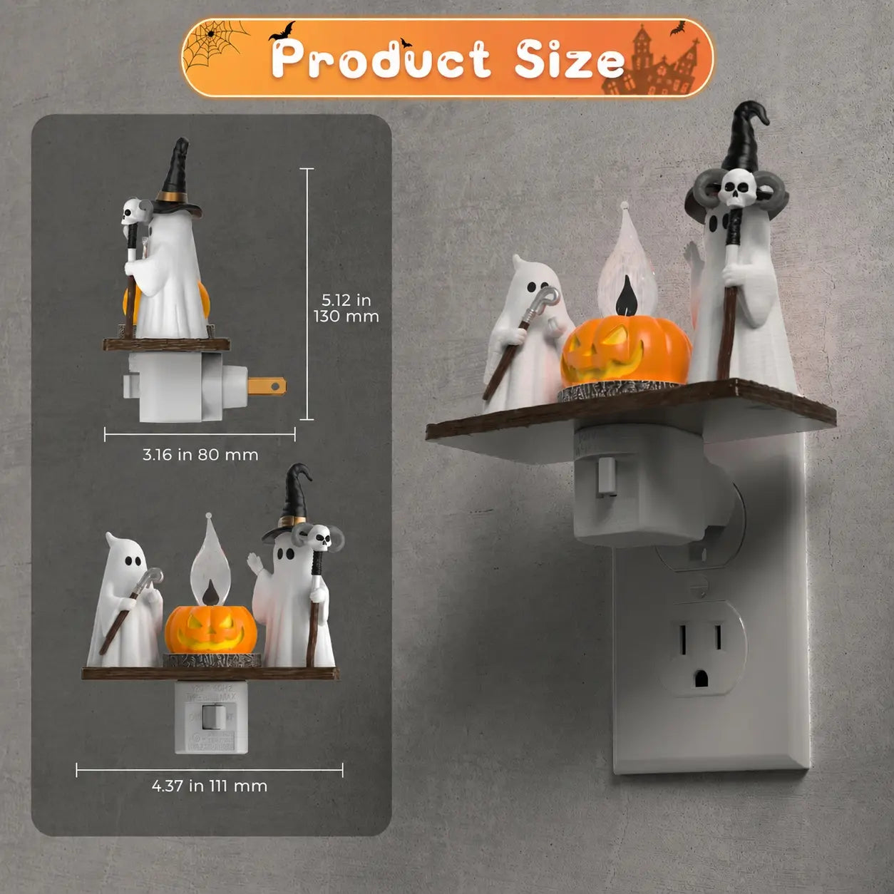 DORESSHOP Halloween Night Light, Ghost Campfire Nightlight Gift, Campfire Flickering Night Lights Plug into Wall, Halloween Decorations for Kids Adults