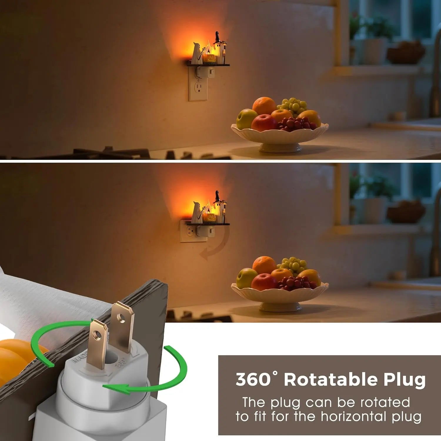 DORESSHOP Halloween Night Light, Ghost Campfire Nightlight Gift, Campfire Flickering Night Lights Plug into Wall, Halloween Decorations for Kids Adults