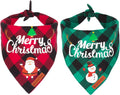 2 Pack Dog Bandana Christmas Classic Plaid Pet Scarf Triangle Bibs Kerchief Merry Christmas Santa Snowman Bandana for Medium Large Dogs Pets (Large)