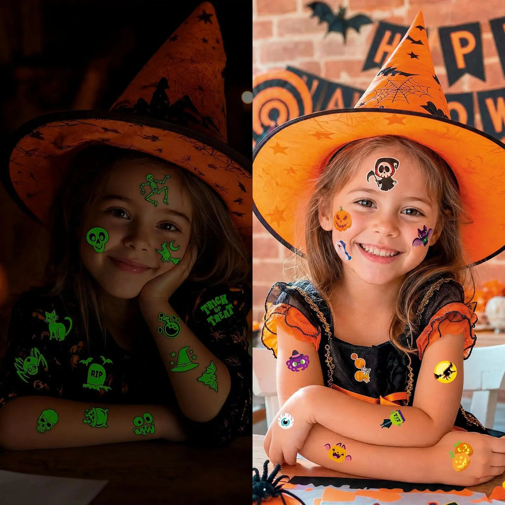 Spook-tacular Fun! 🎃👻 Get 306 Glowing Halloween Tattoos for Kids - Perfect for Trick or Treat Goodie Bags & Party Favors! 🕷️✨