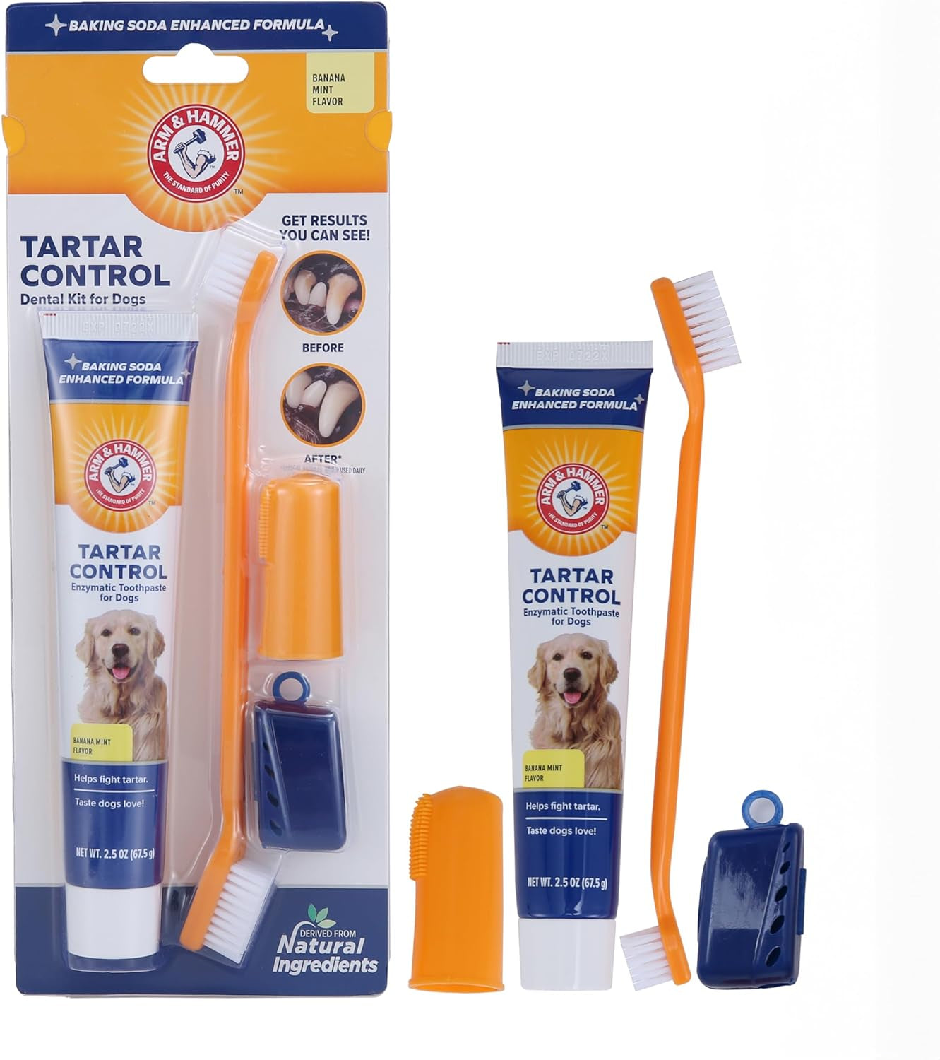 Say goodbye to tartar! 🐾✨ Check out our 3-piece Tartar Control Dog Dental Kit in delicious Banana Mint! 🐶🍌🌿