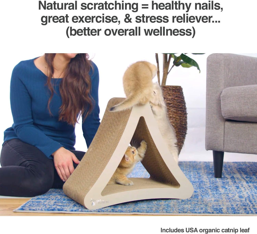 3-Sided Vertical Cat Scratching Post, 18In X 10.5In X 15.9In