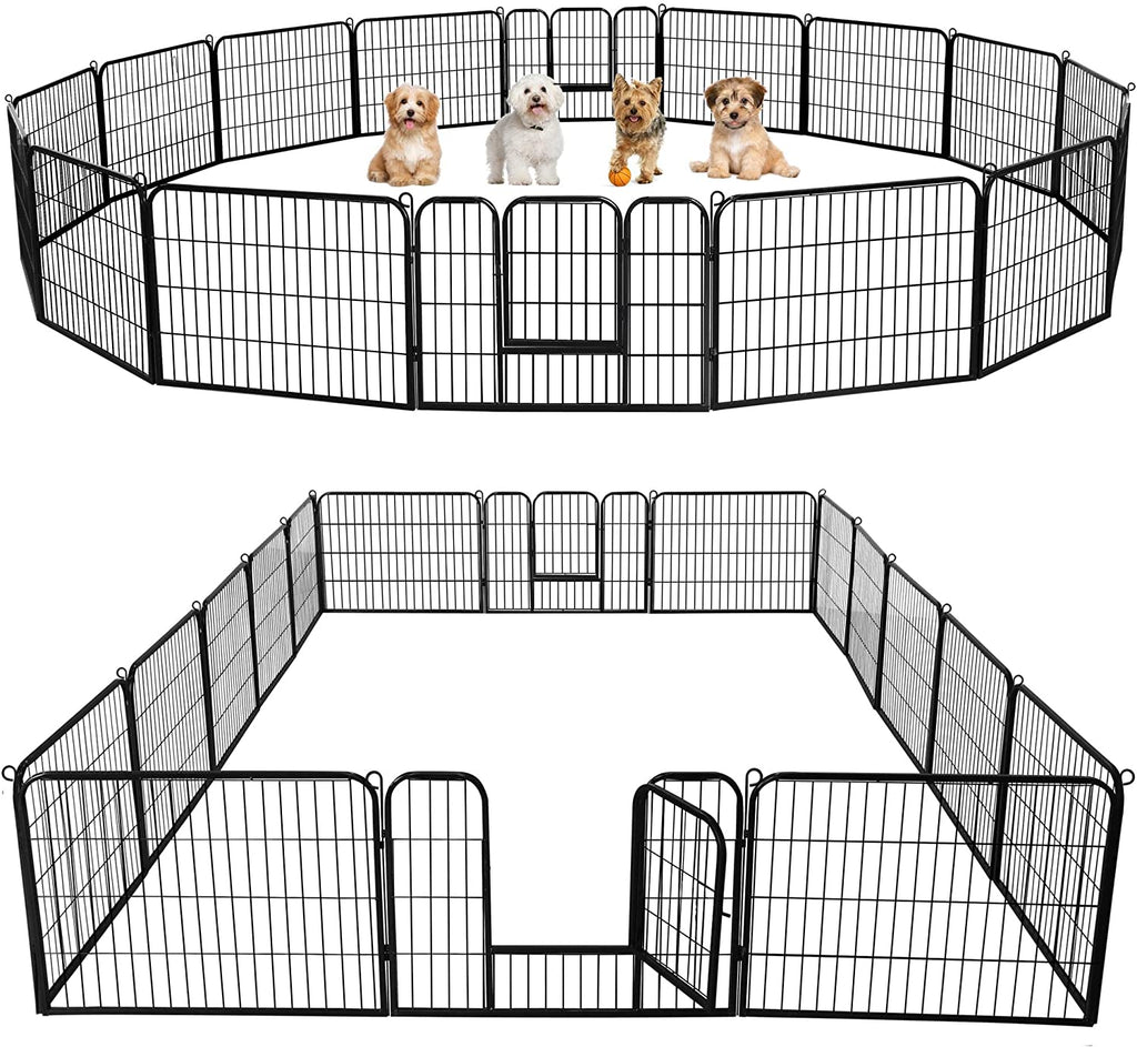 Dog Playpen 24In 16 Panels Pet Fence for Indoor Yard RV Camping