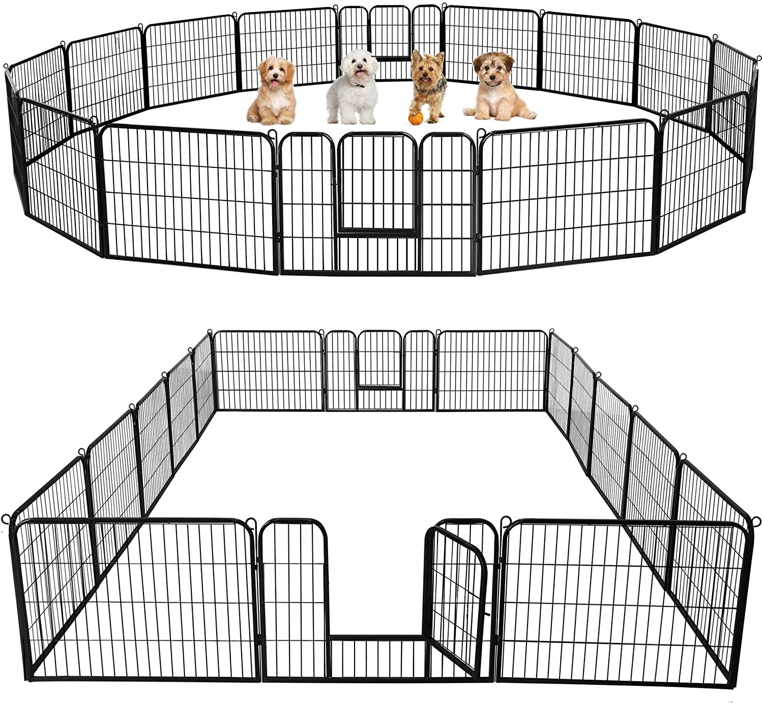 Dog Playpen 24In 16 Panels Pet Fence for Indoor Yard RV Camping