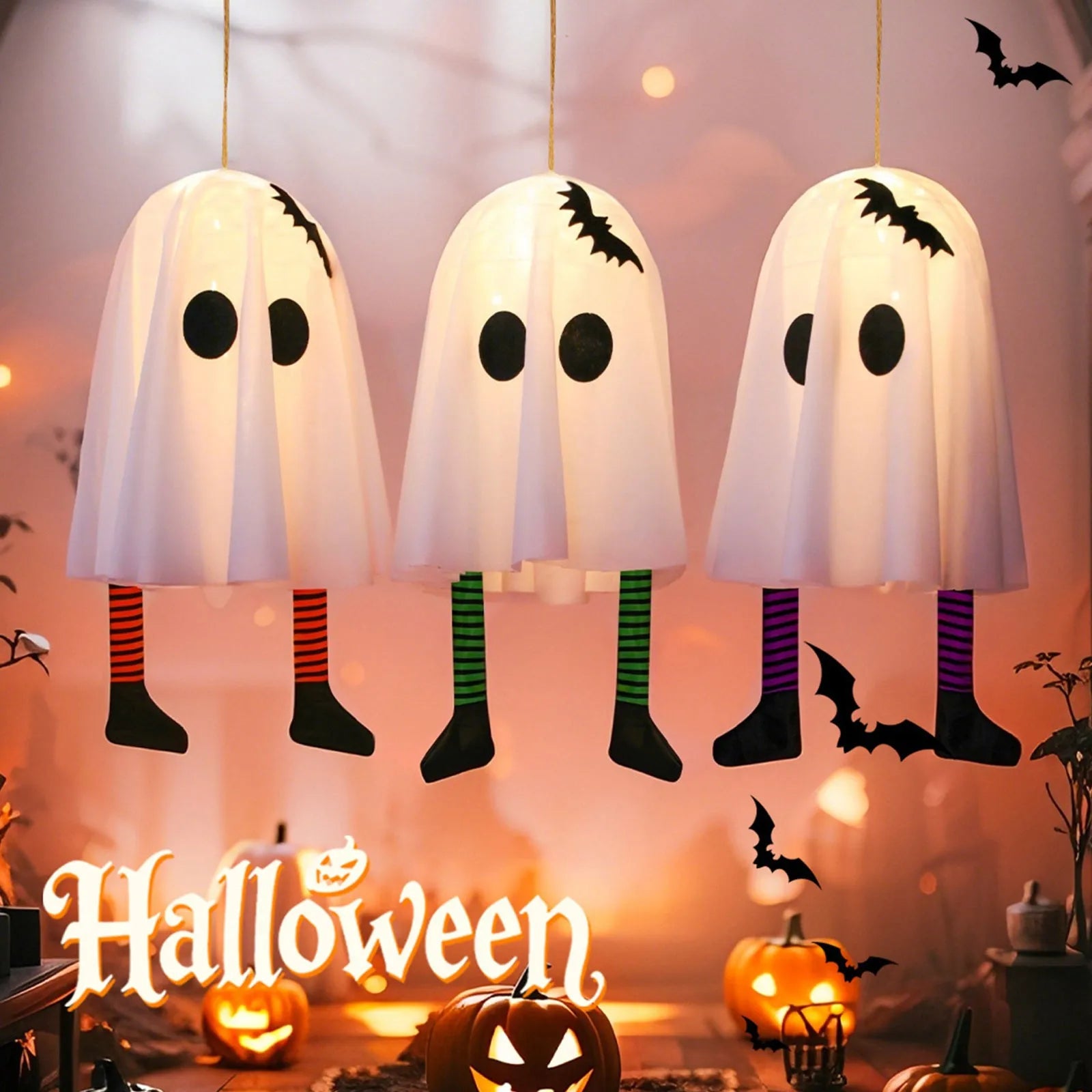 Light Up Your Halloween with Glowing Ghosts & Fairy Lights! Perfect for Outdoor Spookiness! 🎃👻✨ #HalloweenDecor #SpookyVibes