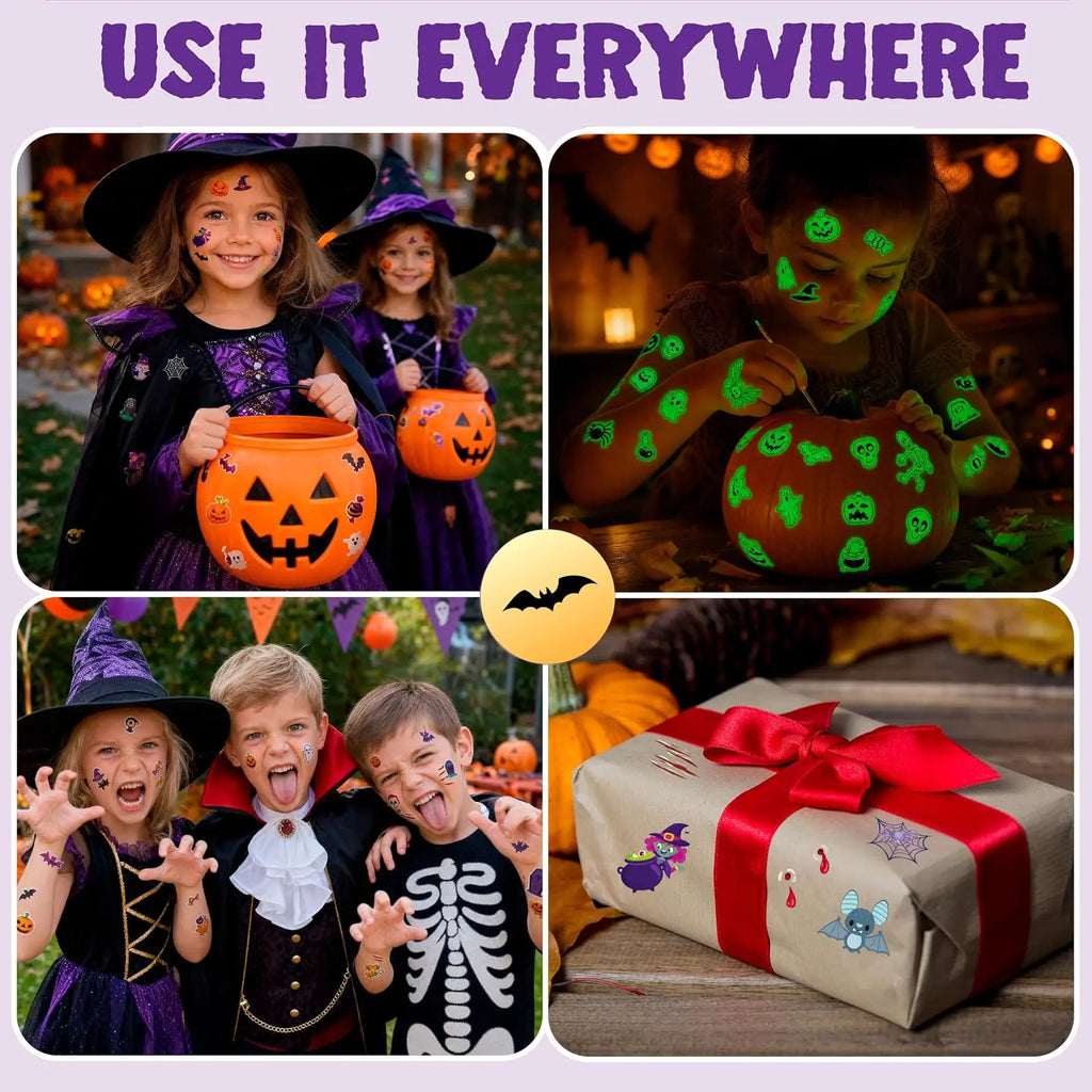 Spook-tacular Fun! 🎃👻 Get 306 Glowing Halloween Tattoos for Kids - Perfect for Trick or Treat Goodie Bags & Party Favors! 🕷️✨