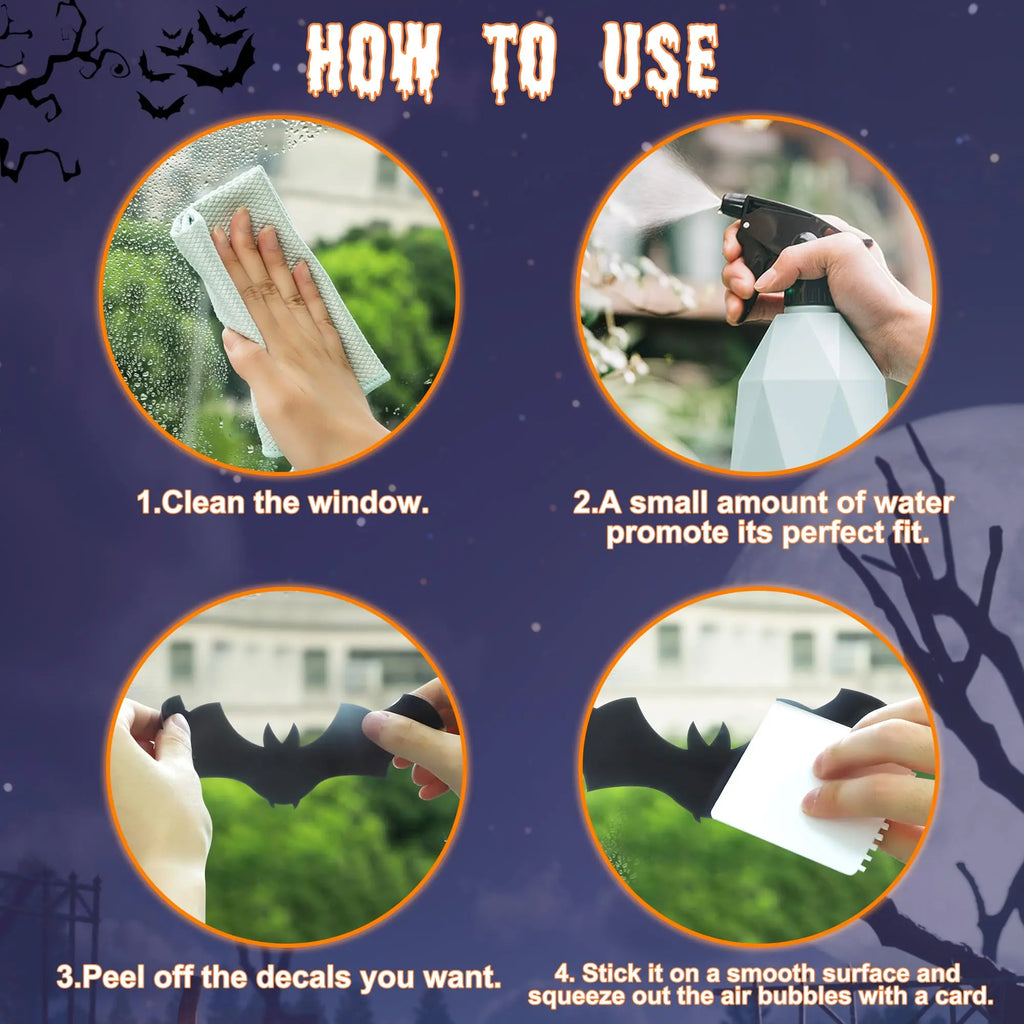 Get Spooky with Our 4-Sheet Halloween Window Clings! Perfect Witch Silhouettes for Your Home Décor and Parties! 🎃👻✨