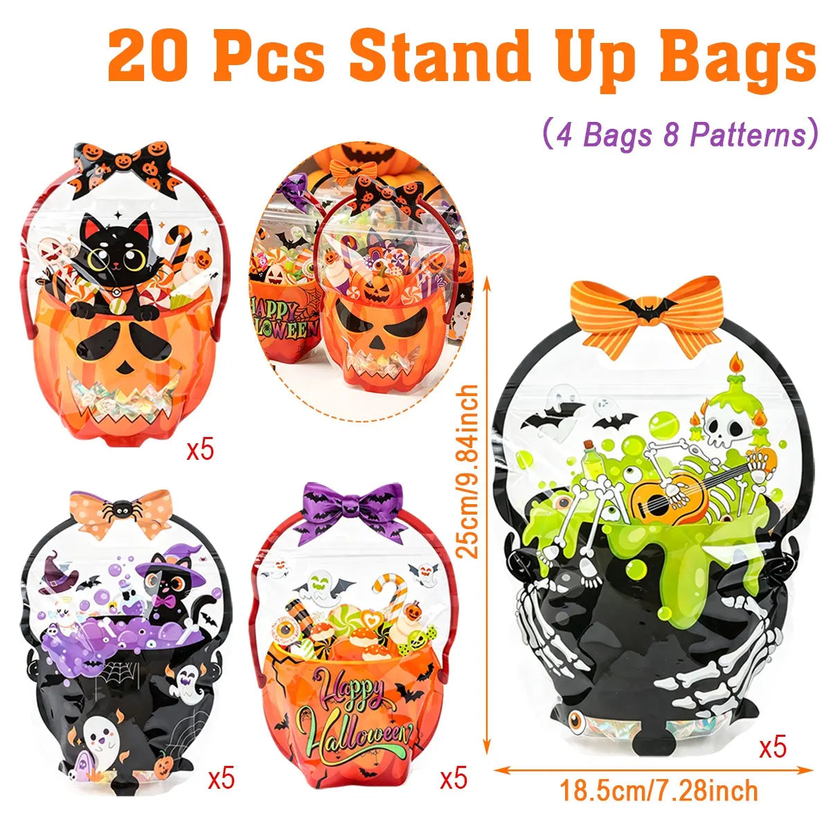Spook-tacular 20 Pcs Halloween Gift Bags 🎃👻 Perfect for Treats, Classroom Snacks & Party Favors! Ideal for Students, Teachers & Neighbors!