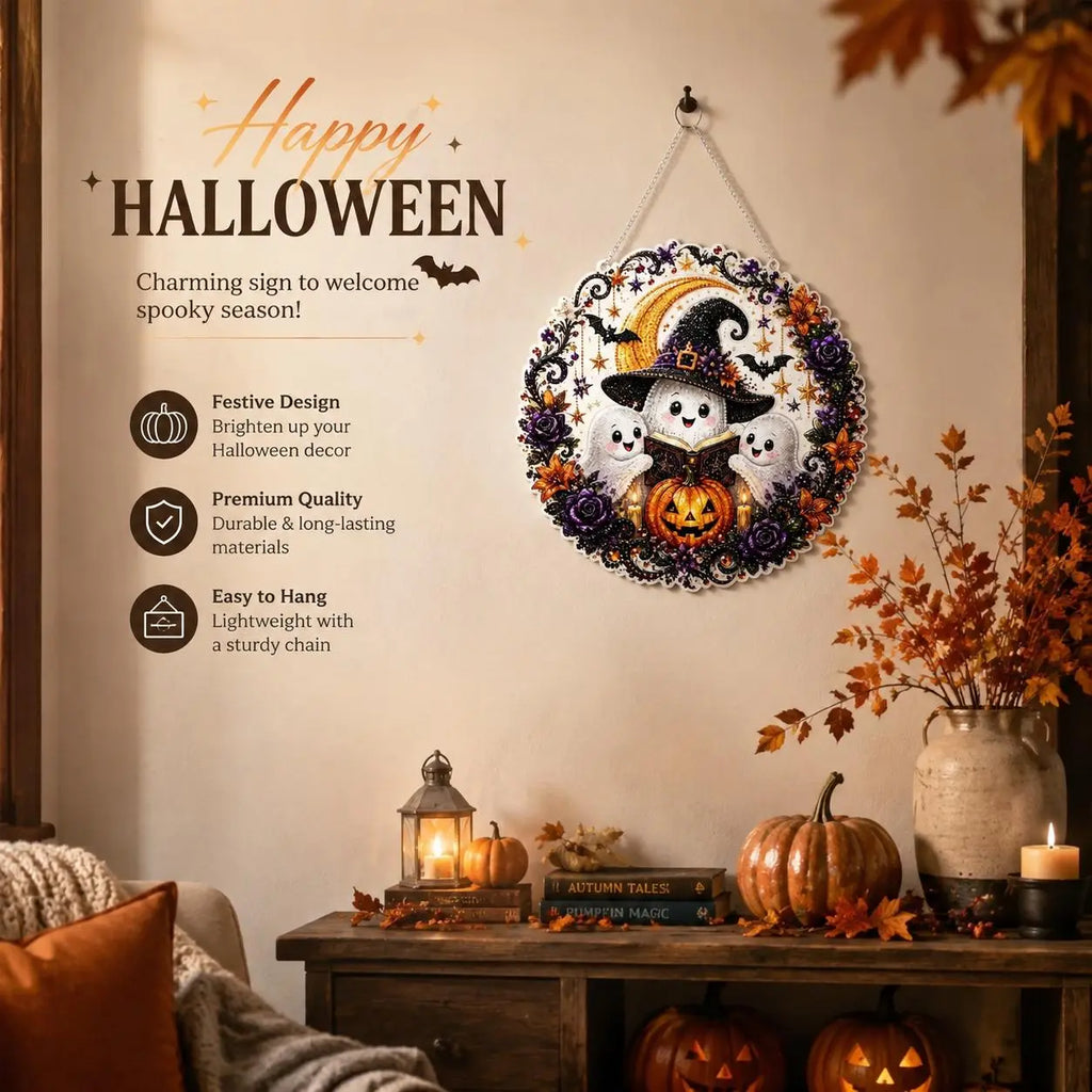 Sparkling Halloween Diamond Art Kits: Create Witch, Black Cat, Ghost, and Pumpkin Suncatchers! Perfect DIY Decor for Kids! 🎃✨