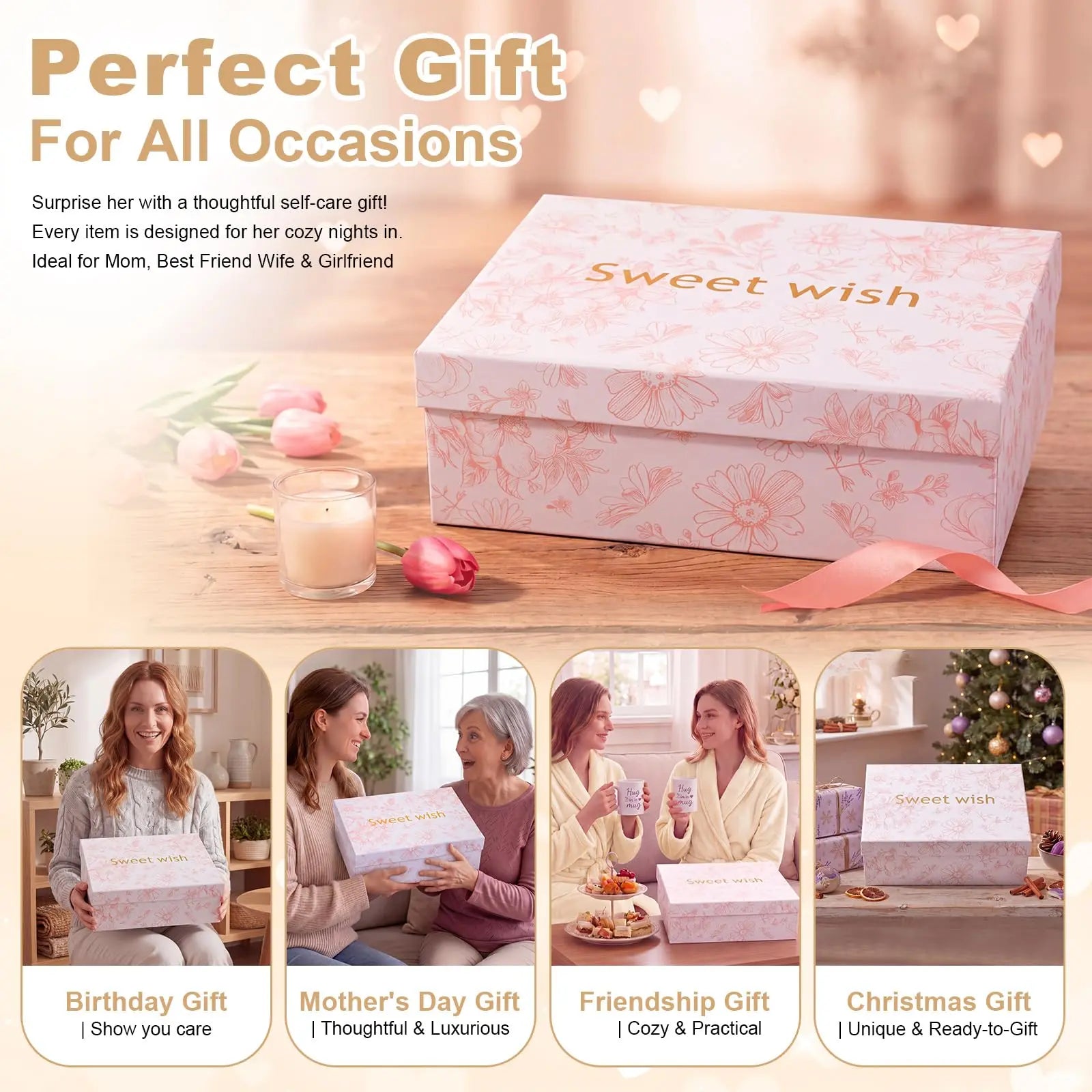 11 Pcs Birthday Gifts for Women Spa Gift Set with Bathrobe Sleep Mask Scented Candle Socks Headband, Pamper Self Care Package for Mom Wife Girlfriend Sister, Mother Day Valentine Baby Shower Get Well Christmas Anniversary Presents